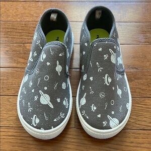Gray Kids Slip-On Shoes with Space Print